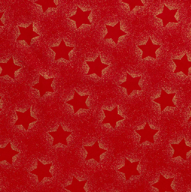 Poplin - Rød med stjerner