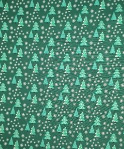 Bomullspoplin - Snowflakes and Trees