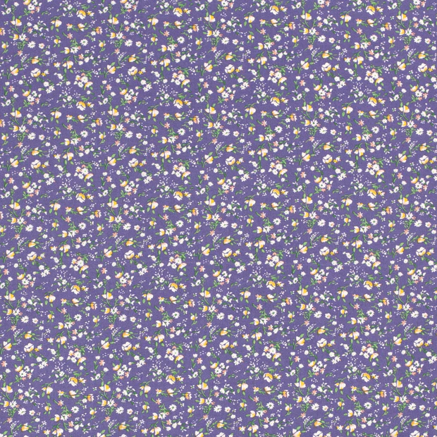 Viskosepoplin - Lys lilla småblomstrete