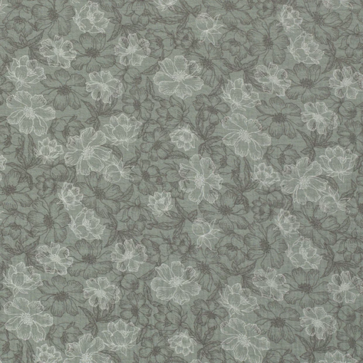 Musselin - Mint med blomsterprint