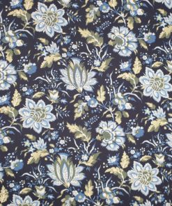 Poplin - Marineblå blomstrete