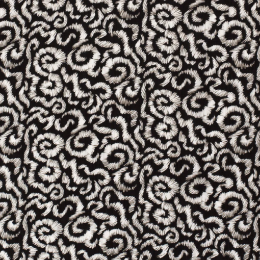 Bomull og Viskose - Printet abstrakt mønster i sort og lys grå
