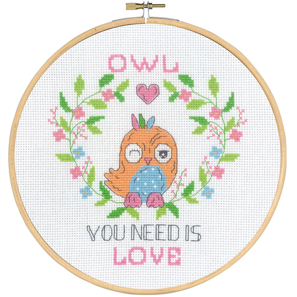 Geriljabroderi "Owl you need" Ø 20cm