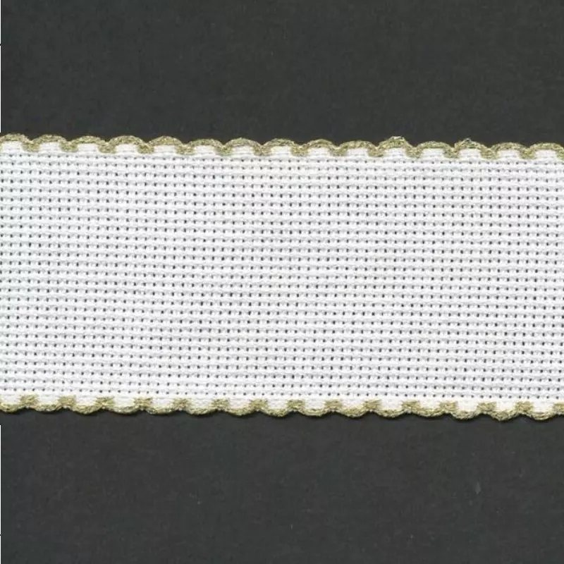 Aida bånd 5cm Hvit/gull