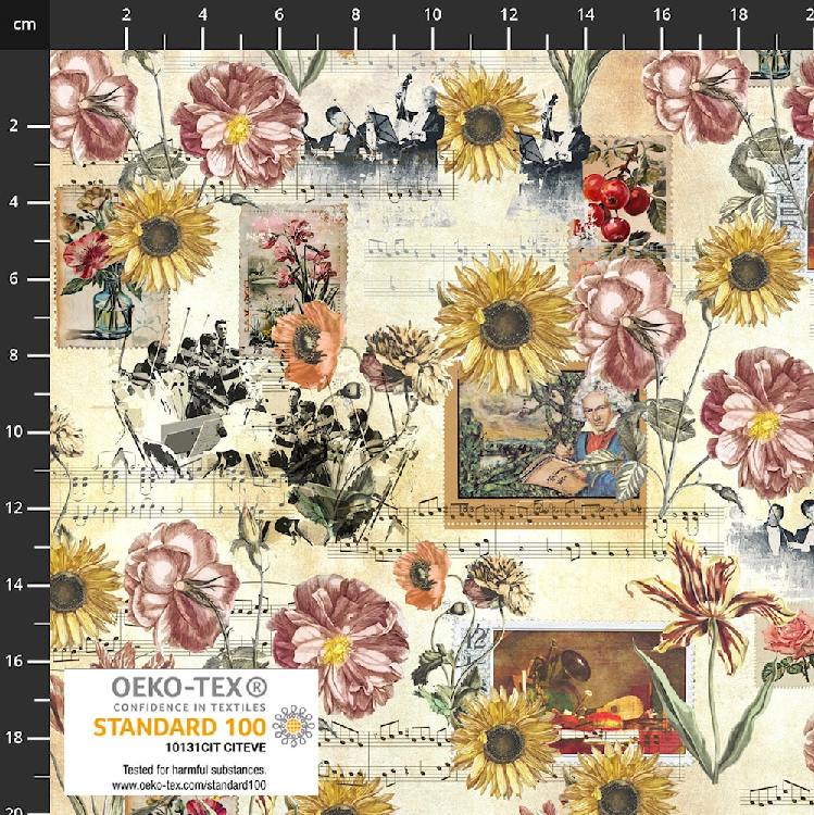 Bomull - Classically Yours, Blomster og noter