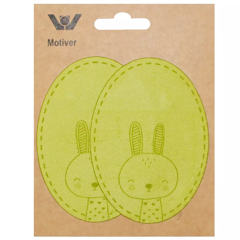 Oval lapp semsket grønn hare (par)