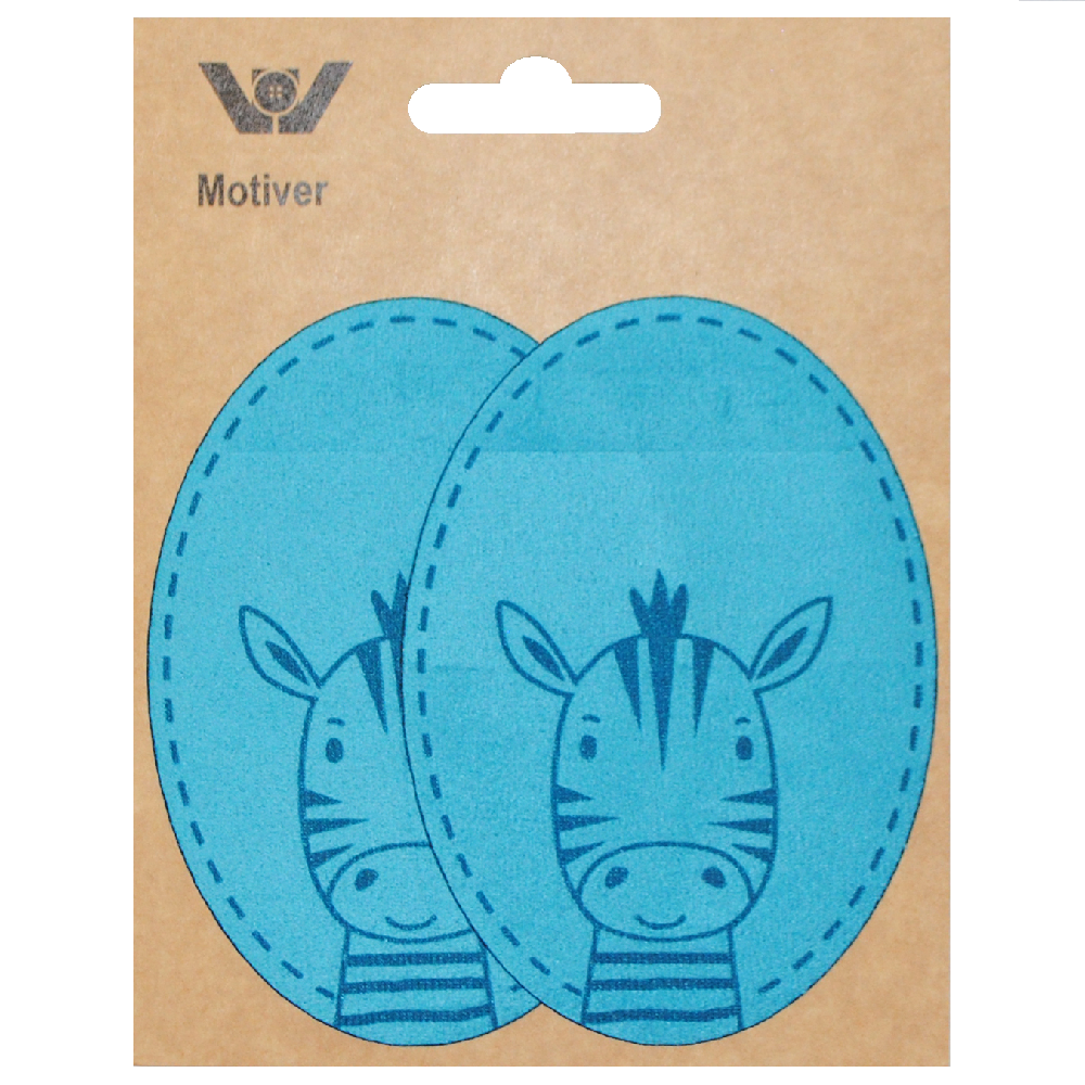 Oval lapp semsket blå sebra (par)