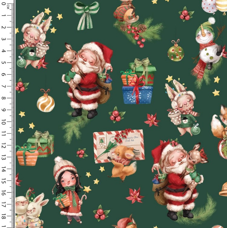 Bomulllsjersey - Julemotiv med nisser