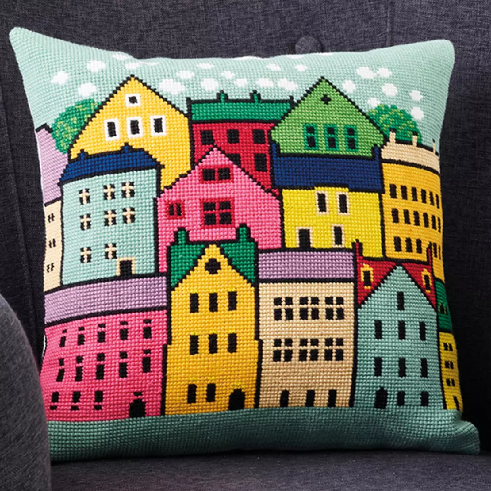 Putetrekk fargerike hus