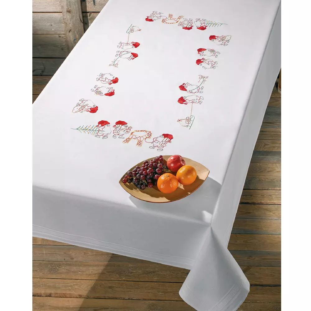 Juleduk påtegnet u./garn 150x240cm