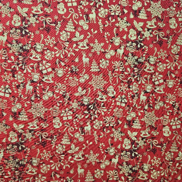 Poplin - Julemotiv i rødt og gull