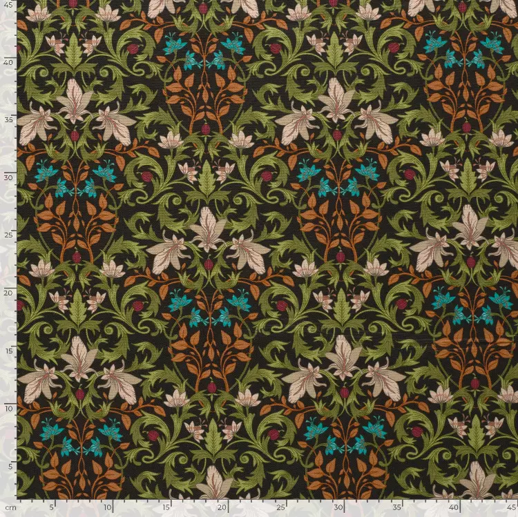 Kanvas - Sort med Blomster