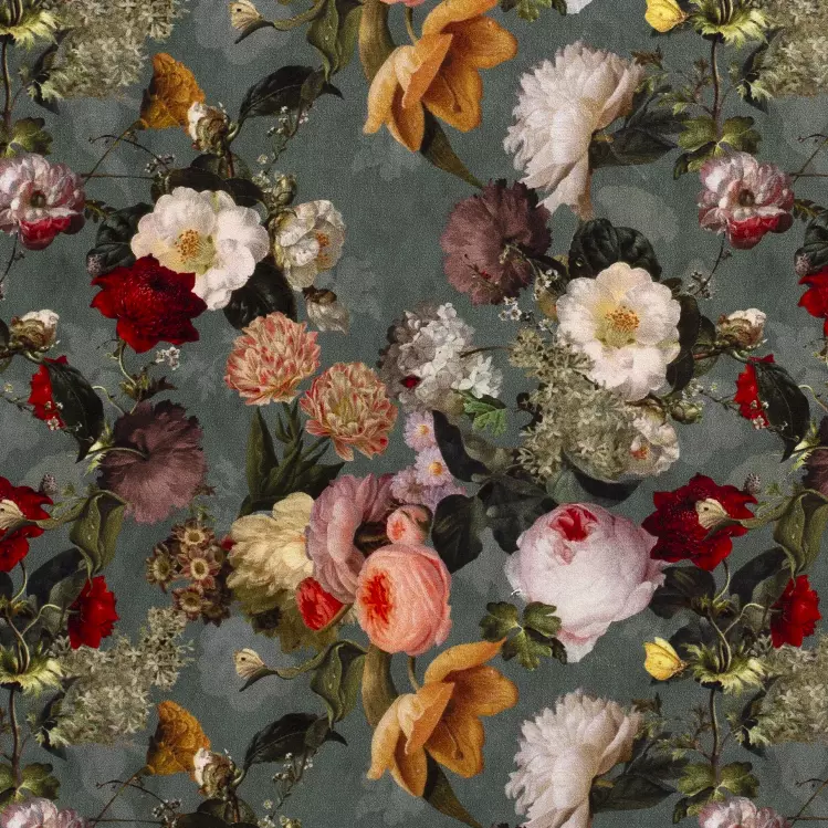 Velour - Mintgrønn med blomster