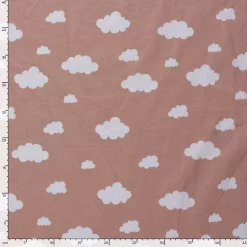 Bomullsflanell - Støvete gammelrosa med skyer