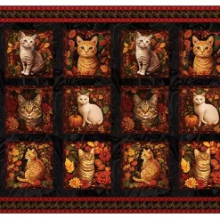 Bomullstoff - Autumn cats