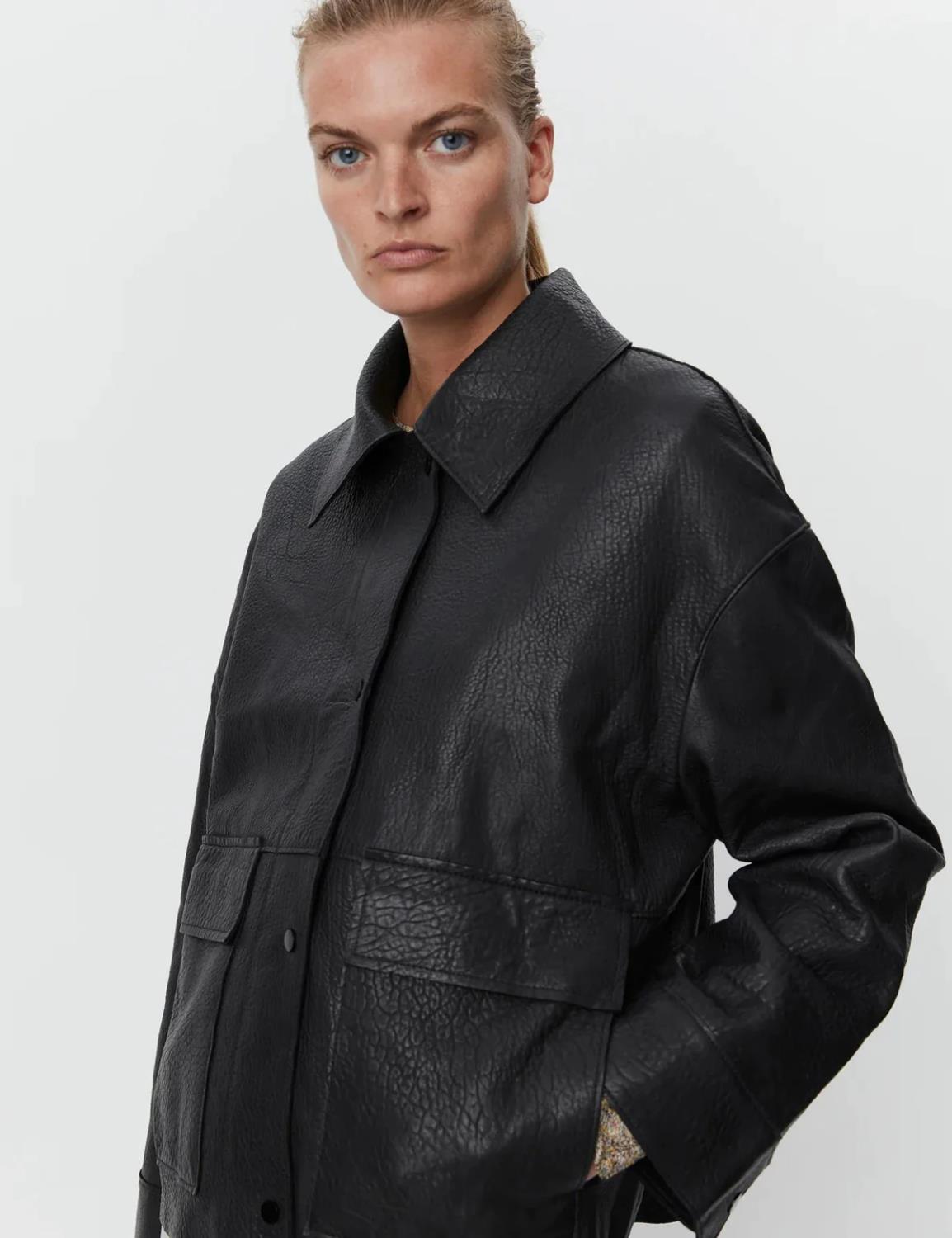 Meredith textured leather jacket
