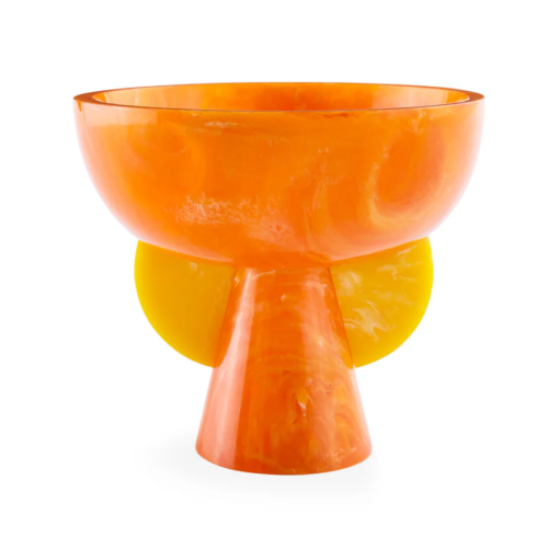 Mustique Pedestal Bowl - Orange/yellow