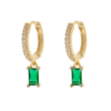 Arya - green crystal hoops