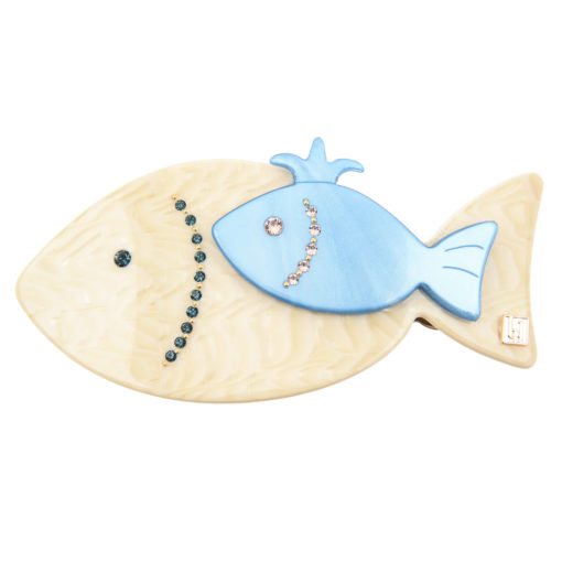 Fish spenne ivory/blue 9cm