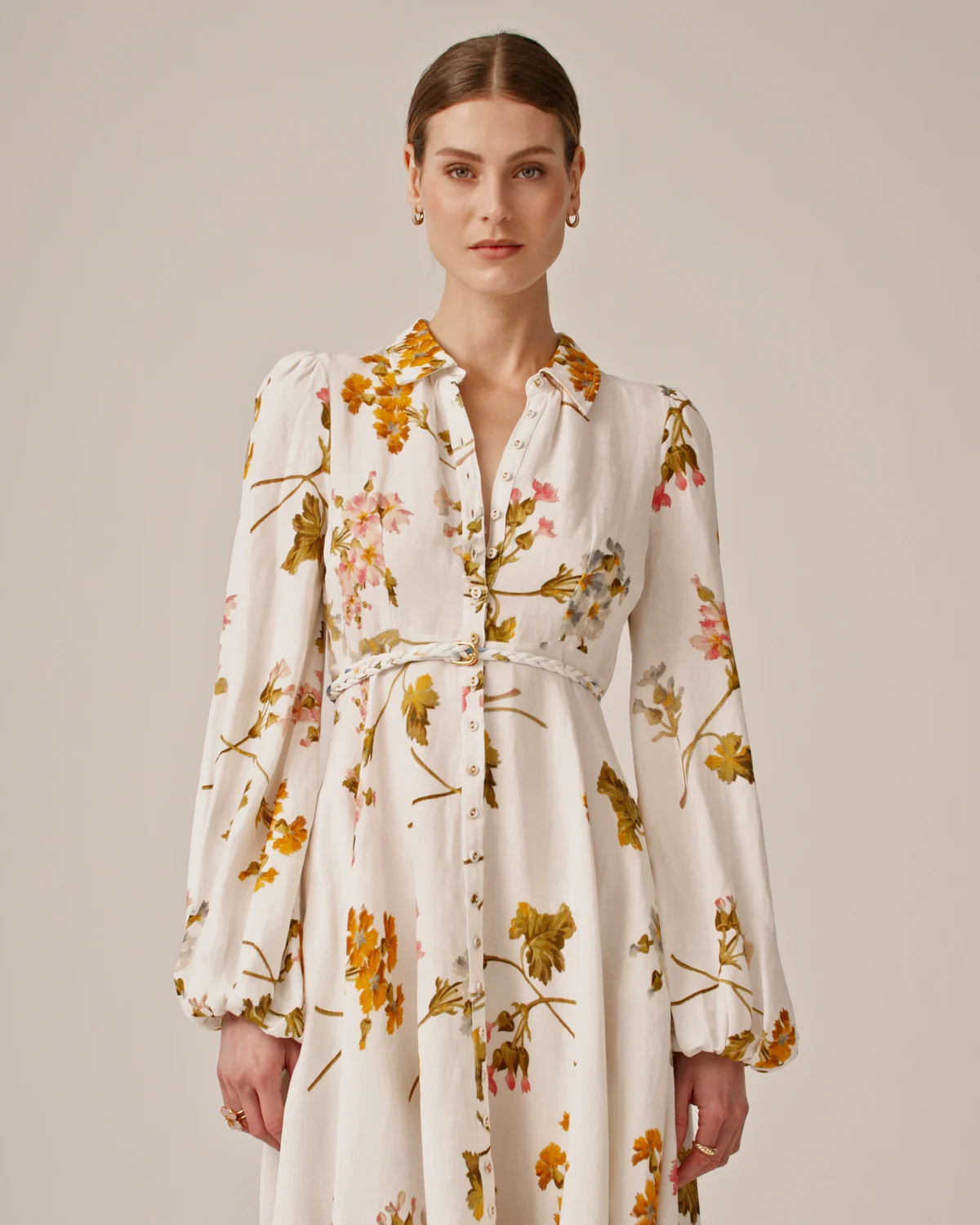 Linen Collared dress botanical