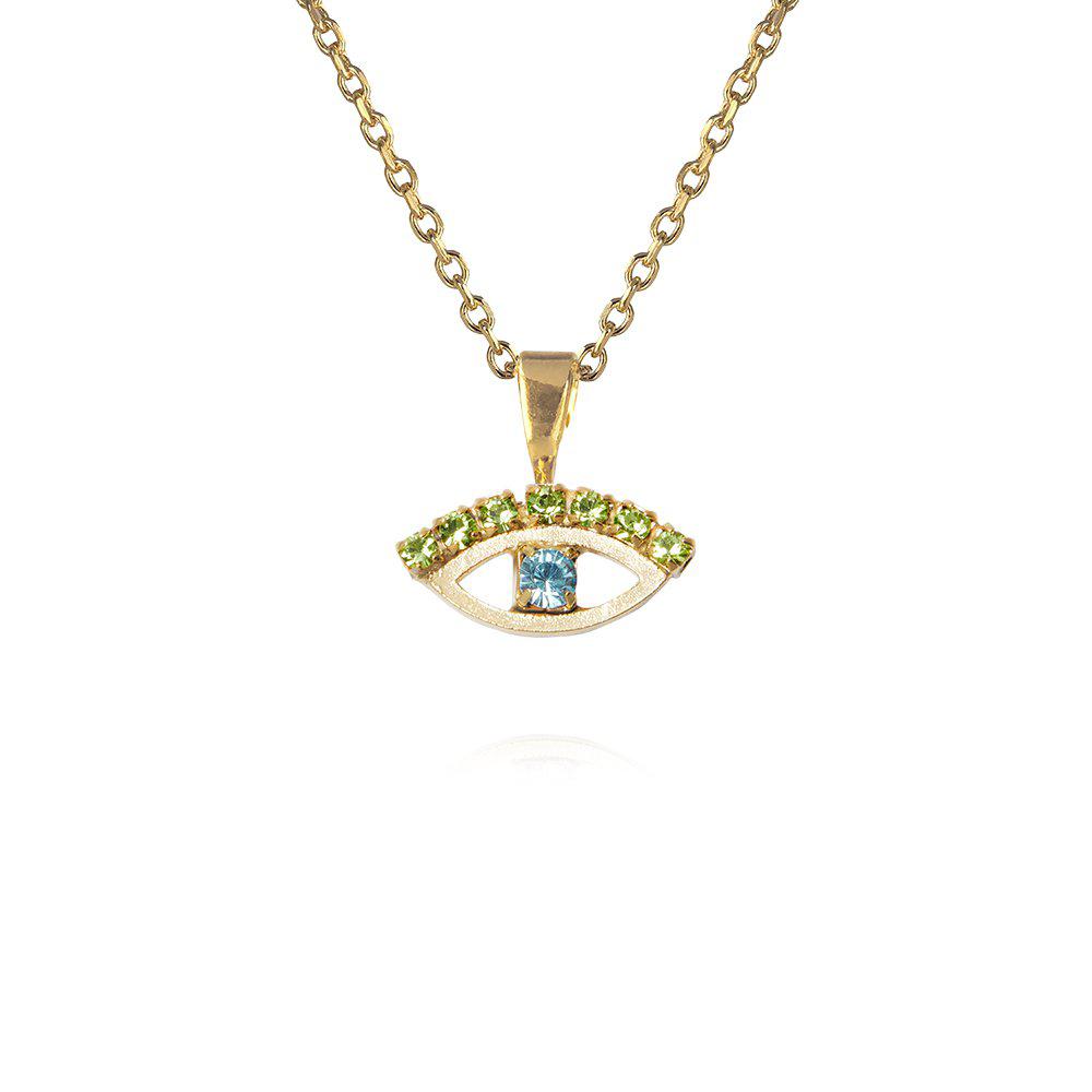 Petite greek eye necklace green