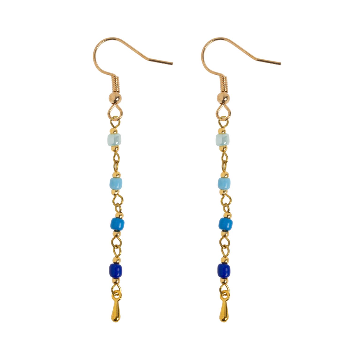 Jasper bead earring blue
