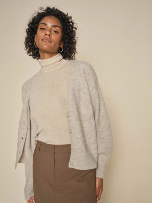 Thora V-neck knit Cardigan Feather Gray