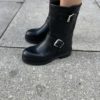 Biker buckle boots black