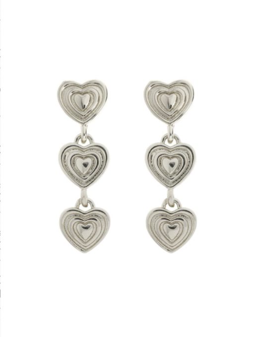 Baby - Dangling Heart Stud Earrings silver