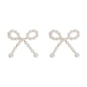 Juliette - Cute Pearl Bow Stud Earrings