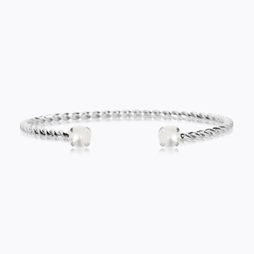 Mini twisted bracelet rhodium pearl