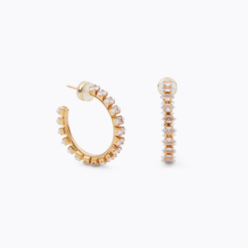 Crystal navette loop earring gold