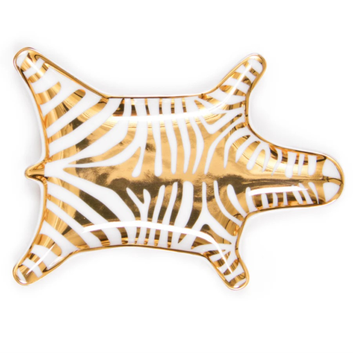 Zebra stacking dish gold