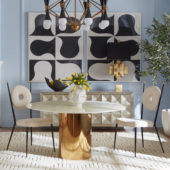 Kit alphaville dining table brass/whire marble