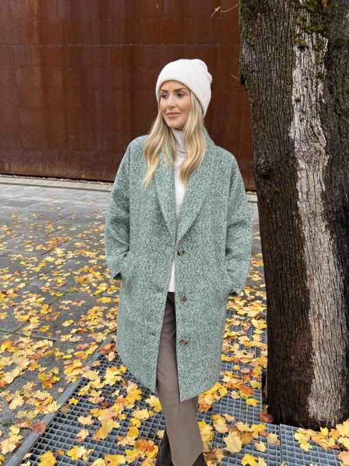 Adelaide Herringbone Coat Sagebrush Green