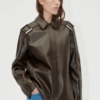 Straight sleeve jacket faux leather