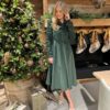 Baby cord shirt dress dark green