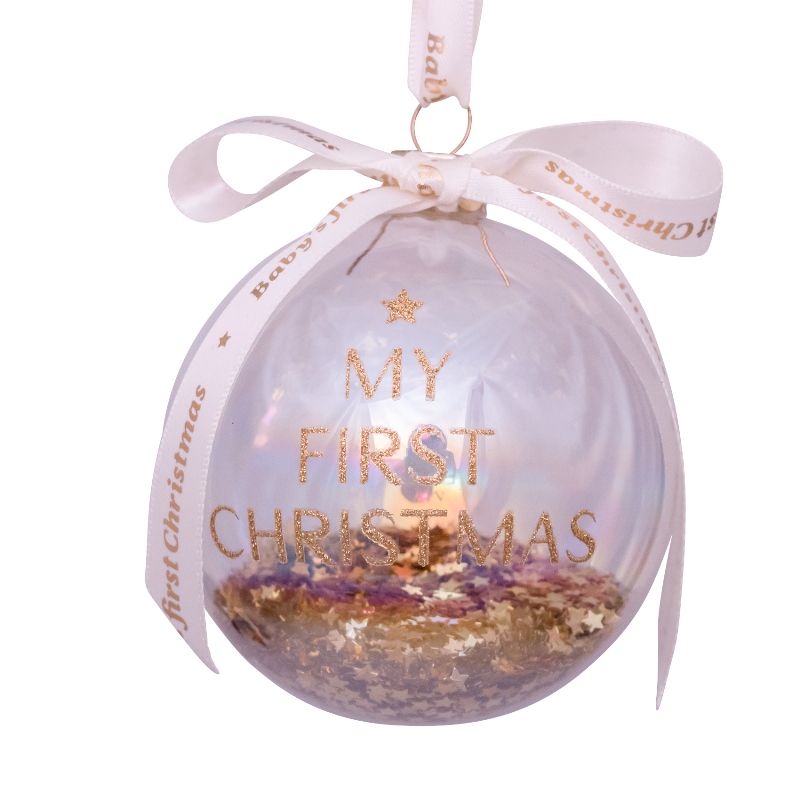 Bauble glass babys first christmas 9cm