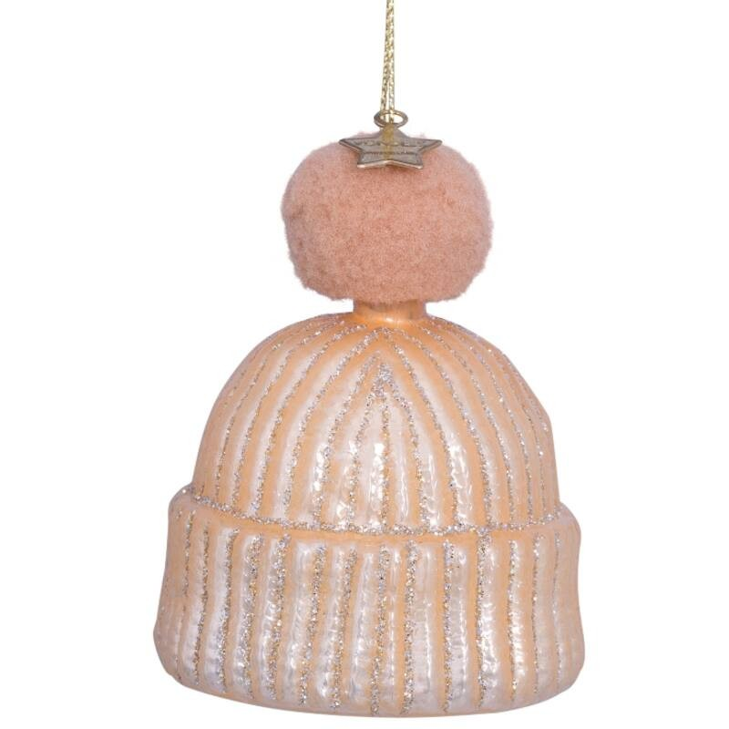 Ornament glass champagne opal hat 7,5cm