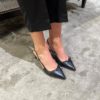 Sala black leather slingback