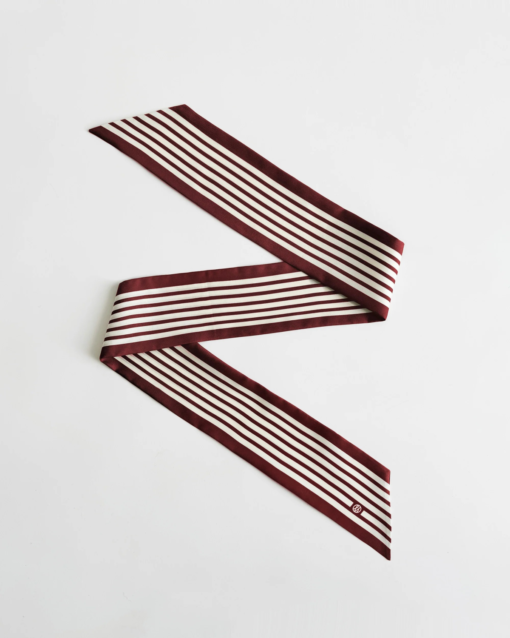 Narrow scarf striped wine red 115x8cm