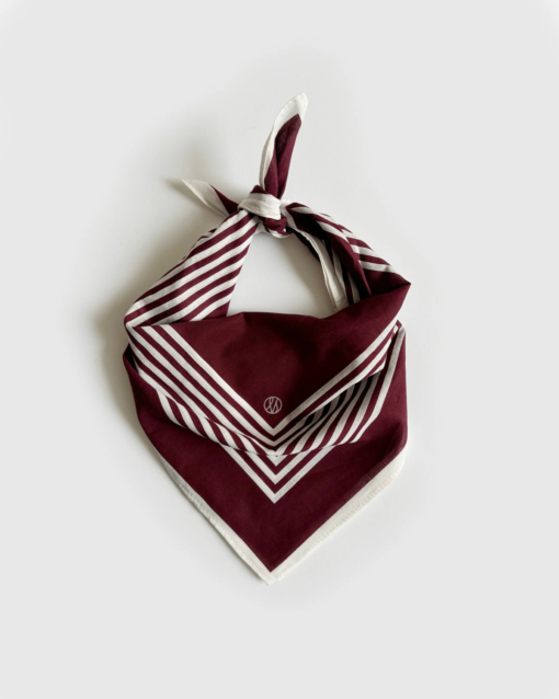 Cotton striped wine red scarf 55cm