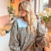 Leopard blouse with embroidery