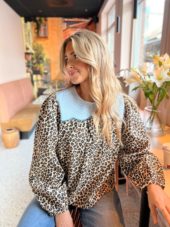 Leopard blouse with embroidery