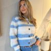 Striped Mohair cardigan creme blue