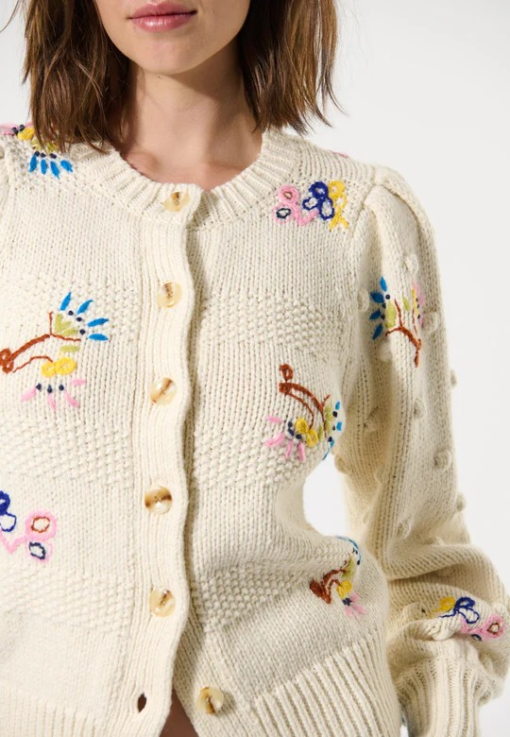 Bellisia cardigan embroidery milk