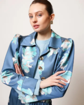 Tailored Satin jacket Turquoise Meadow