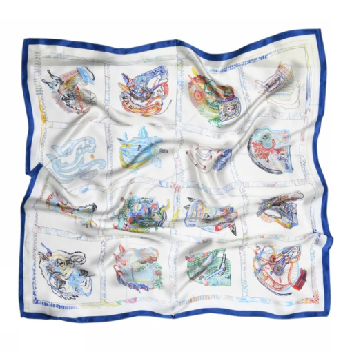 Madelyn silk scarf true blue