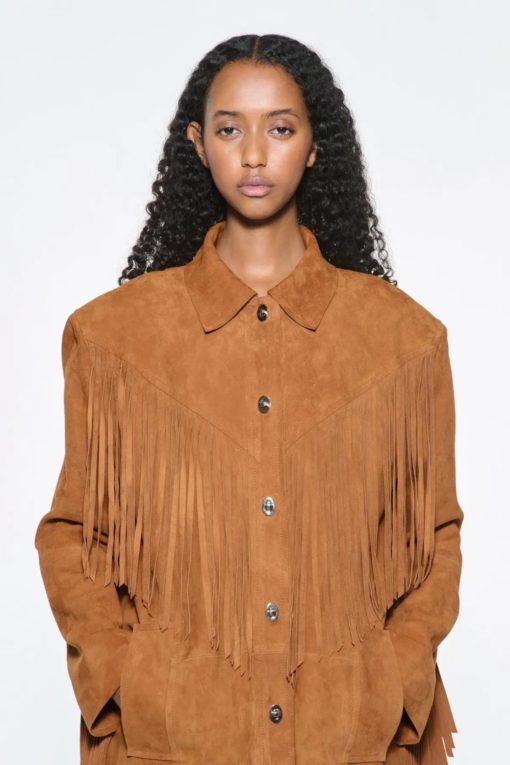 Estee fringe jacket desert tan