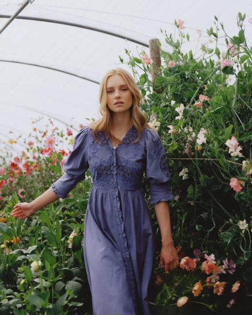 Linnen button-down dress french blue